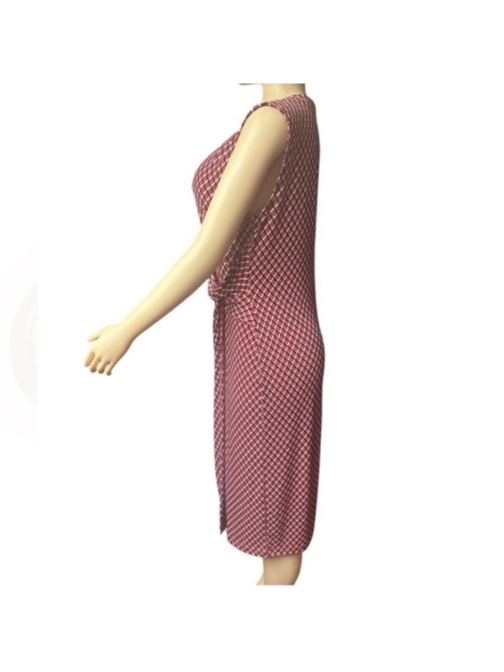 NWT Banana Republic Sleeveless Women’s Red and Navy Geometric Wrap Dress - Picture 6 of 16